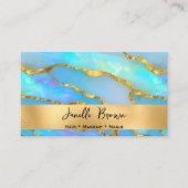 Carte De Visite Holographie de luxe Faux Opal Pierre et Gold Foil (Devant)