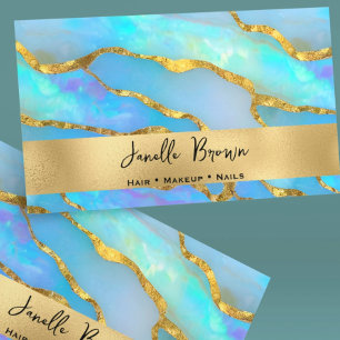 Carte De Visite Holographie de luxe Faux Opal Pierre et Gold Foil