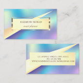 Carte De Visite Holographie dorée du cadre géométrique moderne (Devant / Derrière)