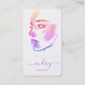 Carte De Visite Holographie élégante Beauté rose Aquarelle Script (Devant)