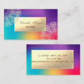 Carte De Visite Holographie élégante de dentelle d'or moderne (Devant / Derrière)