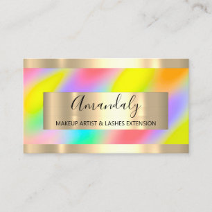 Carte De Visite Holographie encadrée d'or Rainbow Modern Consulti