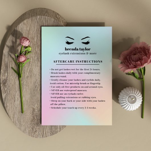 Carte De Visite Holographie Eyelash Browbar Instructions pour les 