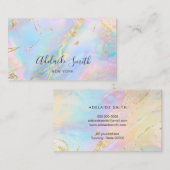 Carte De Visite Holographie FAUX couleurs pastel abstraites (Devant / Derrière)