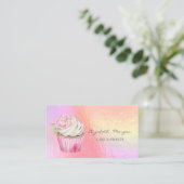 Carte De Visite Holographie florale de cupcake moderne (Debout devant)