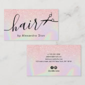 Carte De Visite Holographie holographique rose moderne ombre (Devant / Derrière)