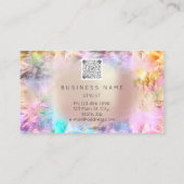 Carte De Visite Holographie Lashes Brows Maquillage Rose QRCode (Dos)