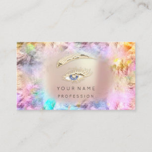 Carte De Visite Holographie Lashes Brows Maquillage Rose QRCode