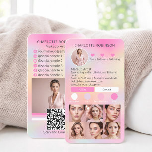 Carte De Visite Holographie maquillage beauté Social Media Influen