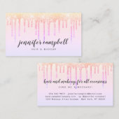 Carte De Visite Holographie maquillage cheveux pastel rose parties (Devant / Derrière)