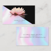 Carte De Visite Holographie moderne Elégant Lotus Noir (Devant / Derrière)