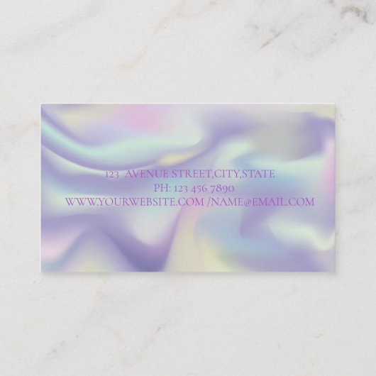 Carte De Visite Holographie moderne élégante à cadre rayé (Dos)