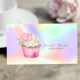 Carte De Visite Holographie moderne et élégante de la fleur de cup