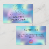 Carte De Visite Holographie moderne et élégante, gouttes d'eau aff (Devant / Derrière)