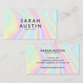 Carte De Visite Holographie moderne Pastel Rainbow (Devant / Derrière)