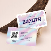 Carte De Visite Holographie moderne QR Code Lashes Salon de beauté
