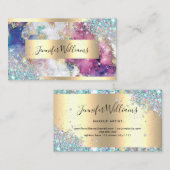 Carte De Visite Holographie Parties scintillant or Aquarelle Aquar (Devant / Derrière)