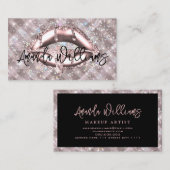 Carte De Visite Holographie Rose de lèvres Parties scintillant or (Devant / Derrière)