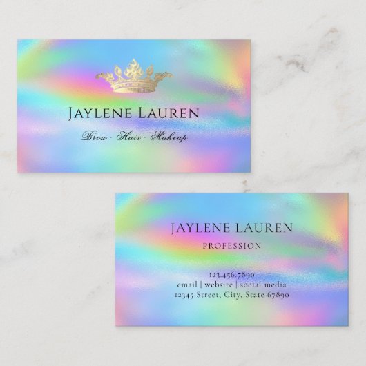 Carte De Visite Holographique Arc-en-ciel holographique à la mode  (Devant / Derrière)