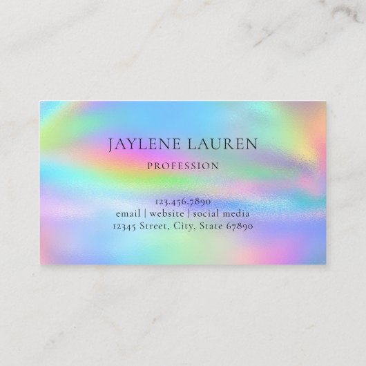 Carte De Visite Holographique Arc-en-ciel holographique à la mode  (Dos)