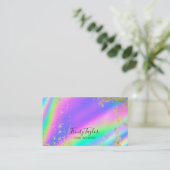 Carte De Visite Holographique arc-en-ciel métallique et feuille d' (Debout devant)