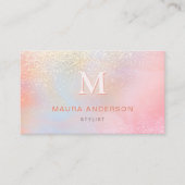 Carte De Visite Holographique Blush rose moderne Monogramme élégan (Devant)