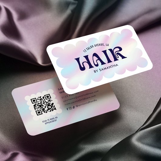 Carte De Visite Holographique branché QR Code coiffeur Hairstylist