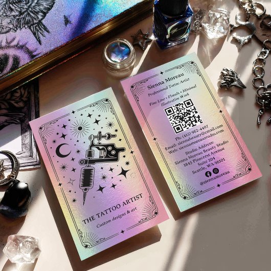 Carte de visite holographique céleste tarot pour t