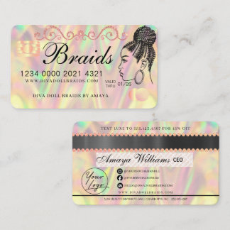 Carte De Visite Holographique de luxe Holographique cheveux tressa