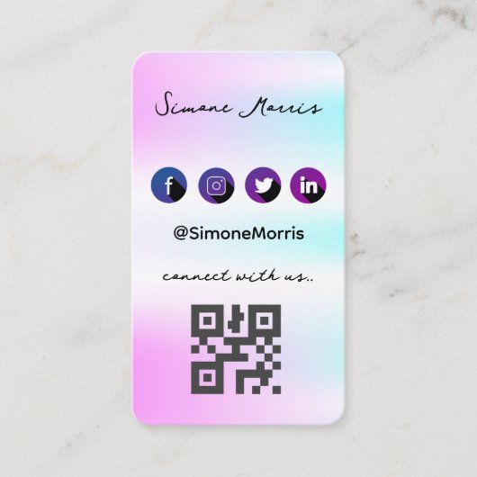 Carte De Visite Holographique Design-Social Media QR Code (Devant)