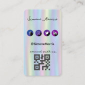 Carte De Visite Holographique Design-Social Media QR Code (Devant)
