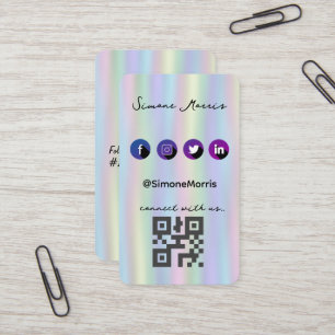 Carte De Visite Holographique Design-Social Media QR Code