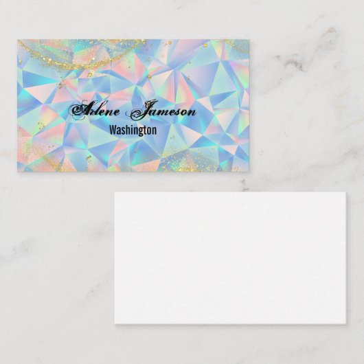Carte De Visite Holographique Diamant Arrière - plan Opal Minimal  (Devant / Derrière)
