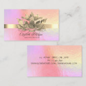 Carte De Visite Holographique élégant, Bande d'or, Lotus (Devant / Derrière)