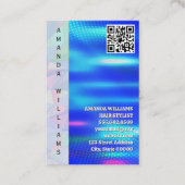 Carte De Visite Holographique géométrique | Code QR | Métal bleu (Devant)