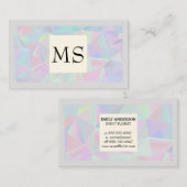 Carte De Visite Holographique géométrique | Monogramme et frontièr (Devant / Derrière)