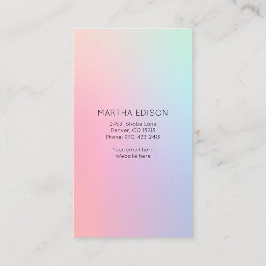 Carte de visite Holographique Iridescendant (Dos)