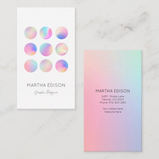 Carte de visite Holographique Iridescendant (Devant / Derrière)