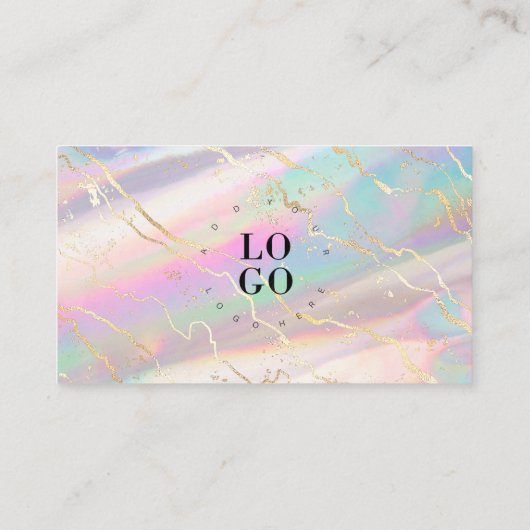 Carte De Visite Holographique Iridescente Opale Marbre Merci (Dos)