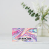 Carte De Visite Holographique Iridescente QR Code Bold Moderne (Debout devant)