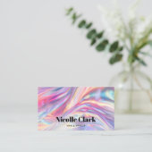 Carte De Visite Holographique Iridescente QR Code moderne (Debout devant)