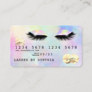 Carte De Visite Holographique licorne aquarelle lashes yeux maquil