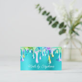 Carte De Visite Holographique Liquide Drif Turquoise Bleu (Debout devant)