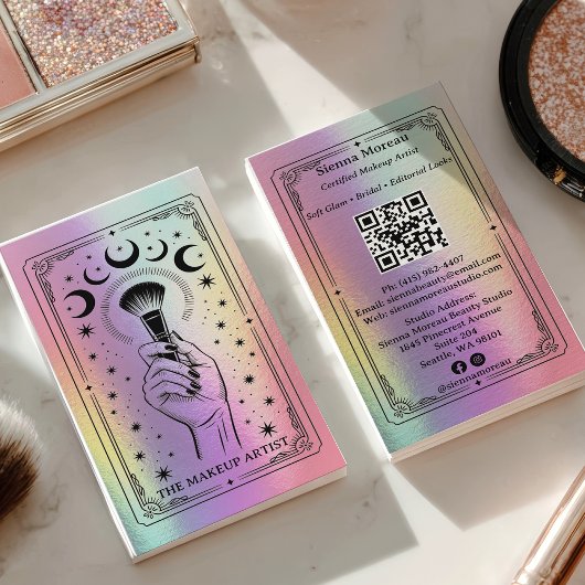 Carte de visite holographique Makeup Rainbow Celes