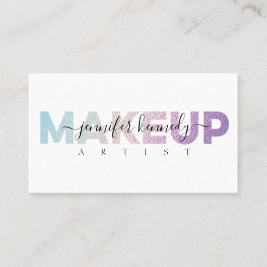 Carte De Visite Holographique maquillage artiste Iridescente Salon (Devant)