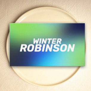 Carte De Visite Holographique moderne bleu vert turquoise