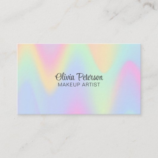 Carte De Visite Holographique moderne et script noir élégant (Devant)