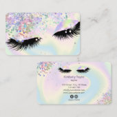 Carte De Visite holographique moderne maquillage girly iridescend (Devant / Derrière)