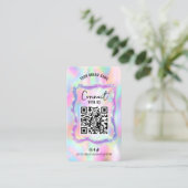 Carte De Visite Holographique Neon Opal Girl Social Media Code QR (Debout devant)
