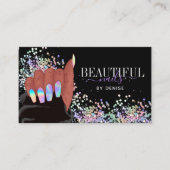 Carte De Visite holographique ongles salon afroamerican main (Devant)